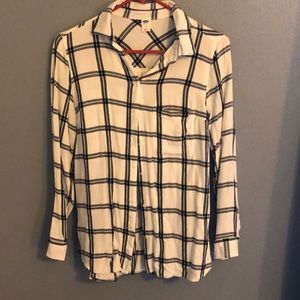 White and gray plaid shirt
